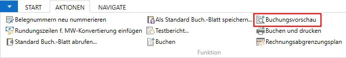 Aktionen - Buchungsvorschau