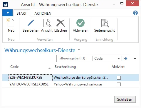 Währungswechselkurs-Dienste