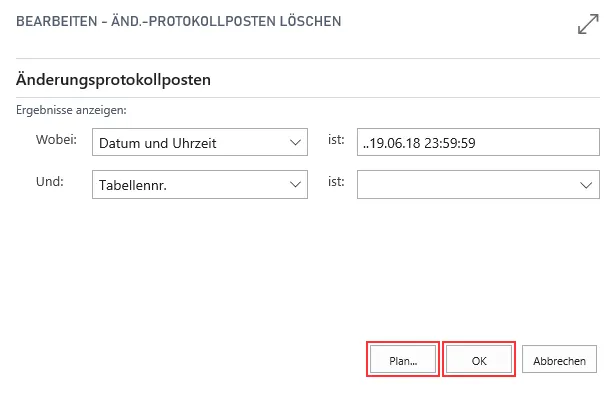 Änderungsprotokollposten löschen - Plan&hellip;