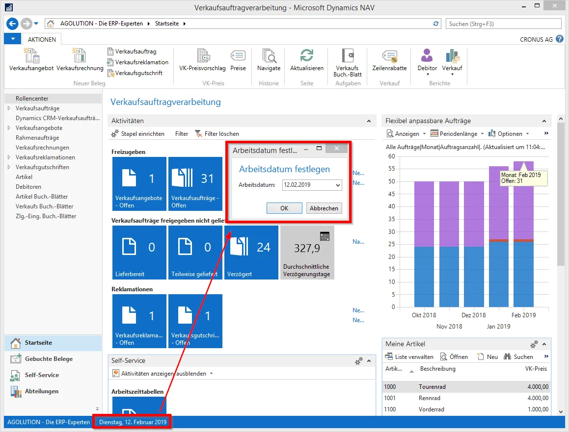 Role Tailored Client - Arbeitsdatum