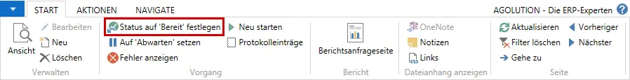 Status auf &lsquo;Bereit&rsquo; festlegen