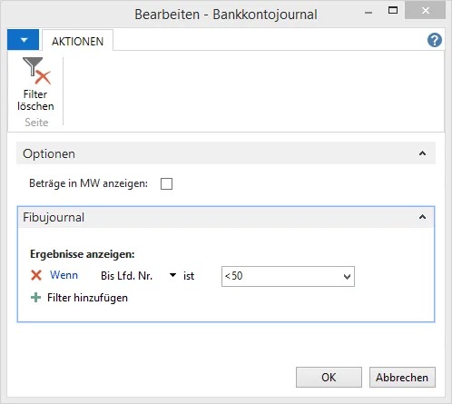 Filter Bankkontojournal