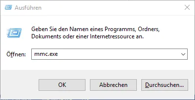 Ausführen - mmc.exe