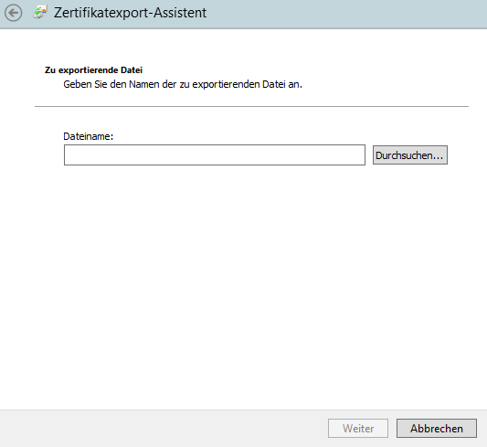 Zertifikatexport-Assistent - Dateiname