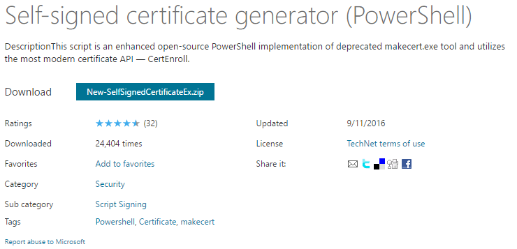 Self-signed certificate generator (PowerShell)