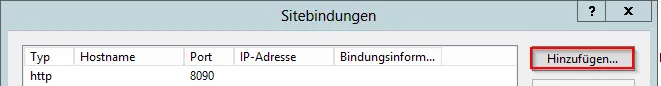 Sitebindungen - Hinzufügen&hellip;