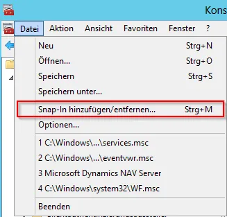 Datei - Snap-In hinzufügen/entfernen