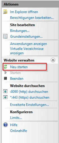 Website neustarten