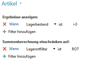 Artikel - Filtern