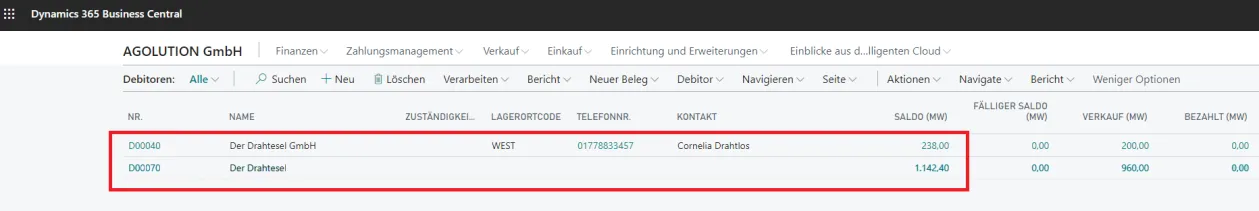 Dynamics 365 Business Central - Debitoren