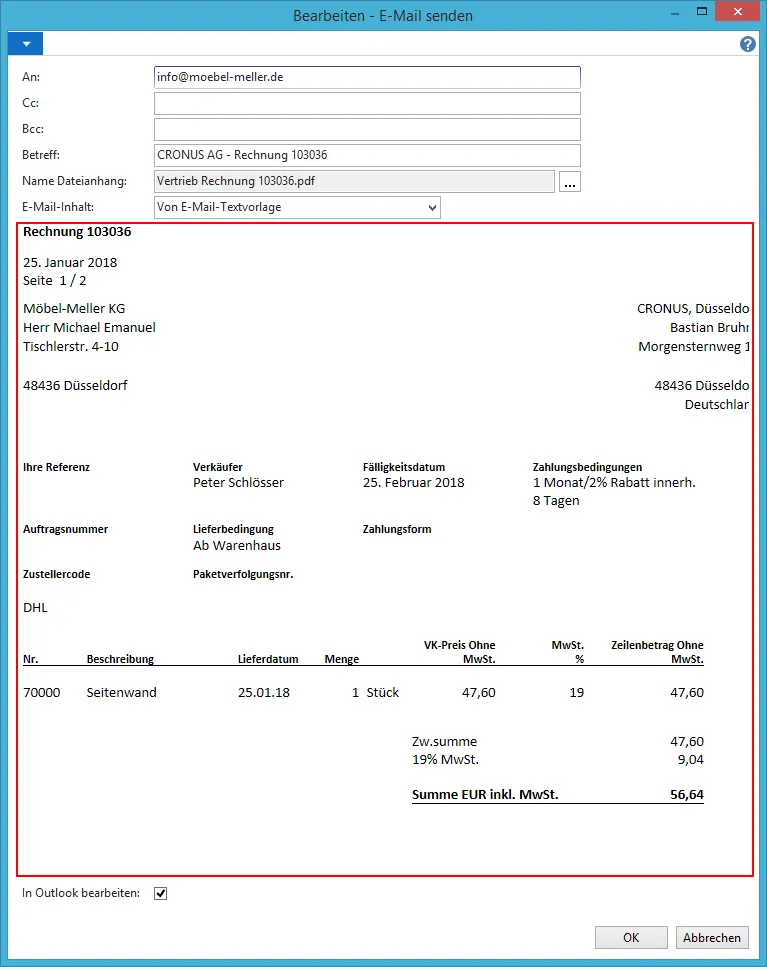 Dialogfenster - E-Mail senden