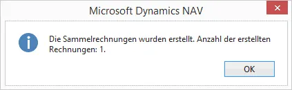 Die Sammelrechnungen wurden erstellt. Anzahl der erstellten Rechnungen:1.