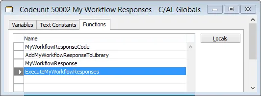 Codeunit MyWorkflowResponses - Neue Funktion ExecuteMyWorkflowReponses