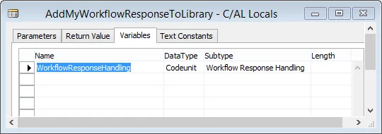 AddMyWorkflowResponseToLibrary - Neue Variable WorkflowResponseHandling