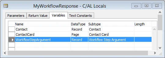 Tabelle WorkflowStepArgument - Neue lokale Variable WorkflowStepArgument