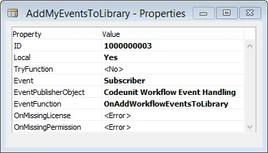 AddMyEventToLibrary - Eigenschaften
