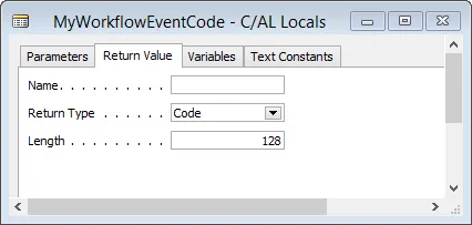 MyWorkflowEventCode - C/AL Locals