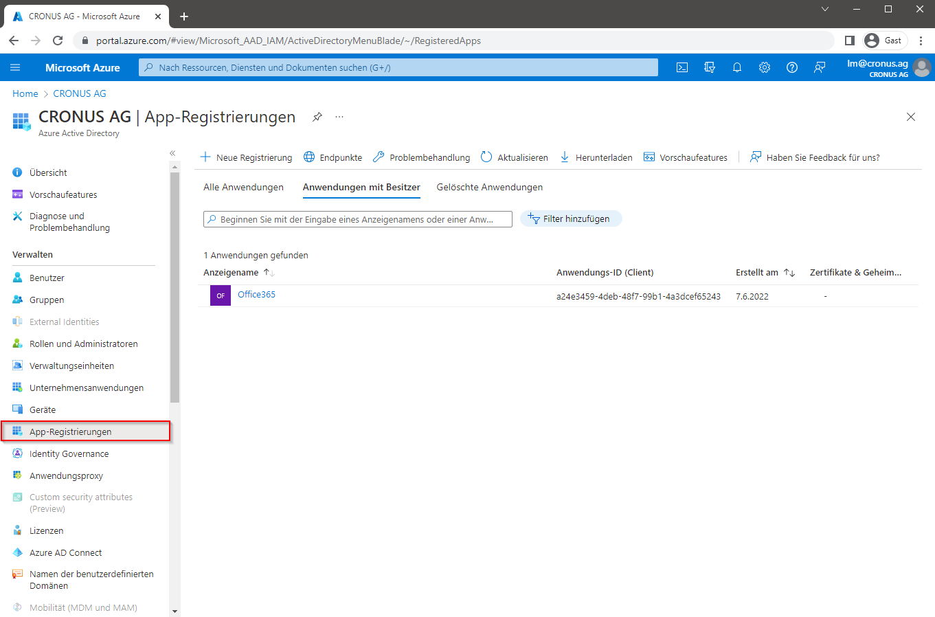 Microsoft Azure App-Registrierungen