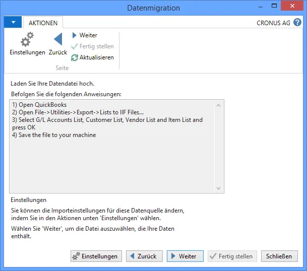 Datenmigration - Anweisungen