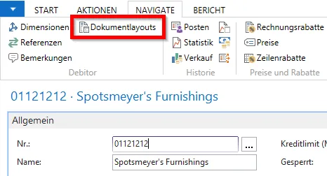 Debitorkarte - Dokumentlayouts