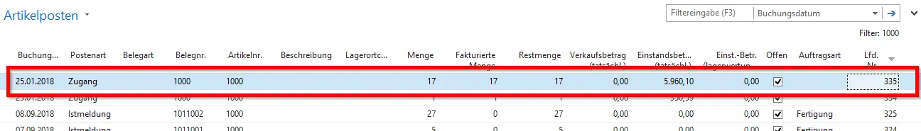 Lagerbestand korrigieren - Artikelposten