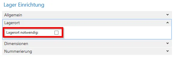 Lager Einrichtung - Lagerort notwendig