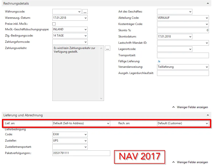 NAV 2017 - Verkaufsauftrag - Zeilen - Zeile