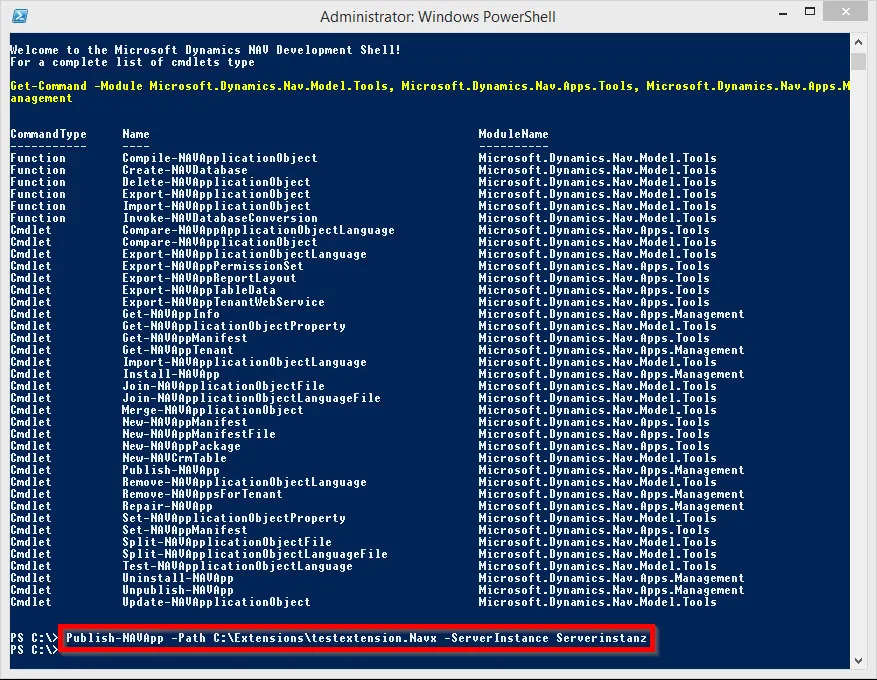 PowerShell Publish NAV App