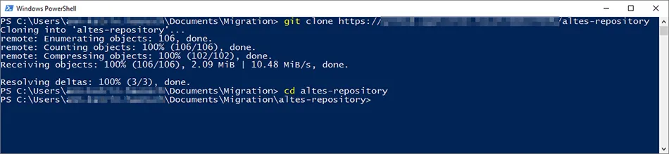 Git altes Repository