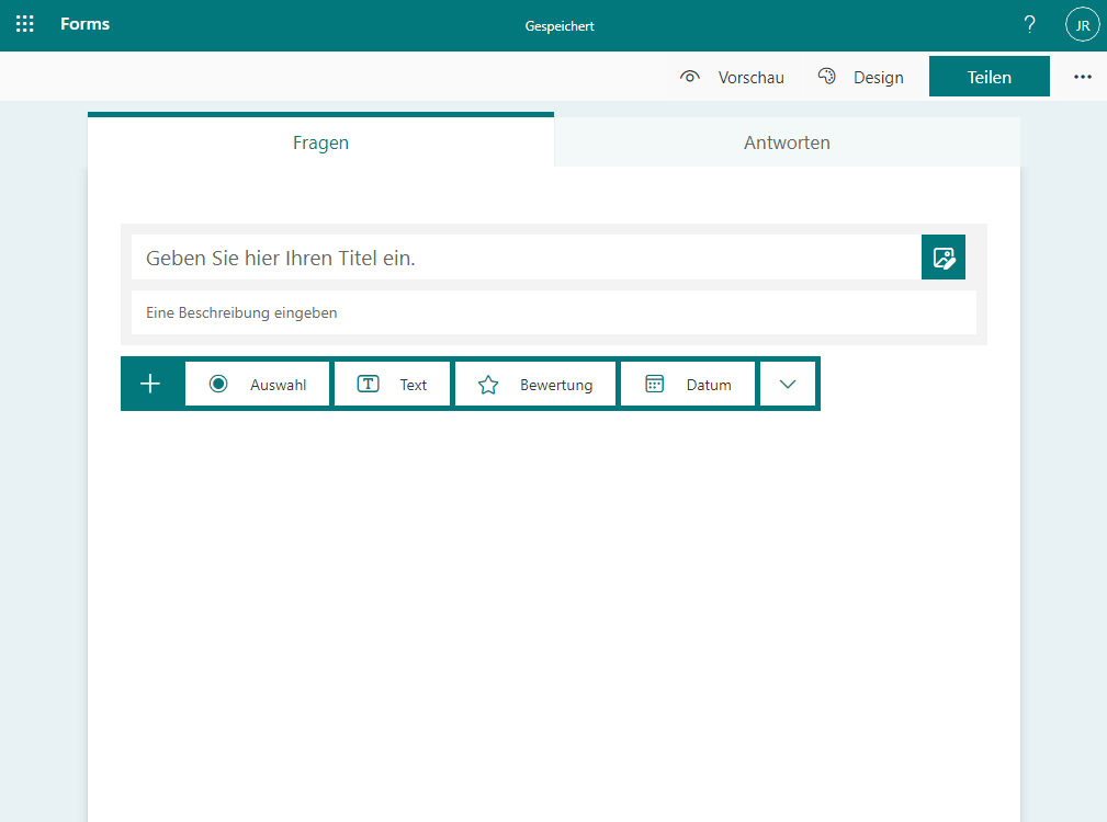 Neue Umfrage in Microsoft Forms