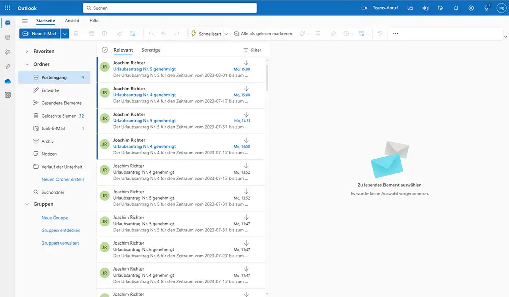 E-Mail-Management in Outlook