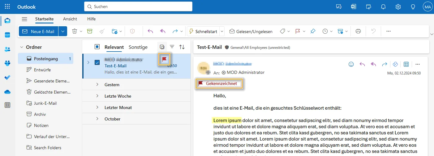 Gekennzeichnete E-Mail