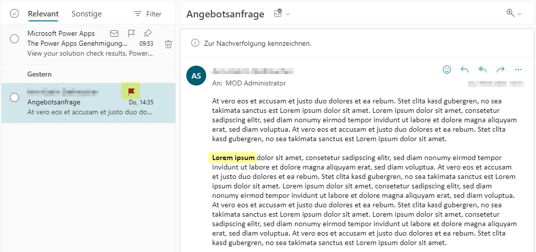 Nachverfolgung E-Mail