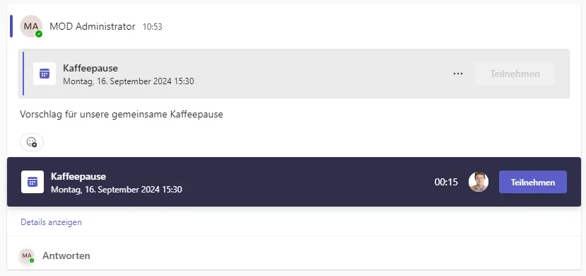 An laufendem Termin teilnehmen