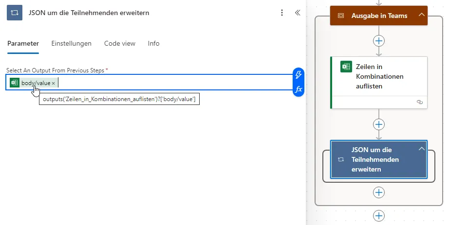 JSON um Teilnehmende erweitern