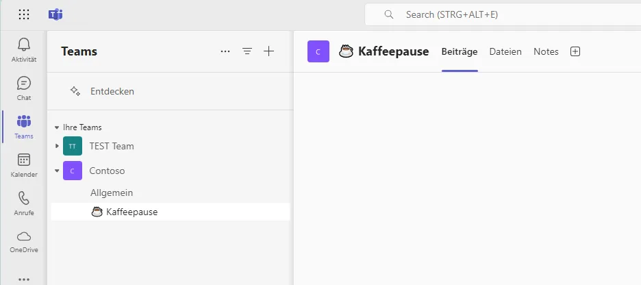 Team Contoso Kanal Kaffeepause