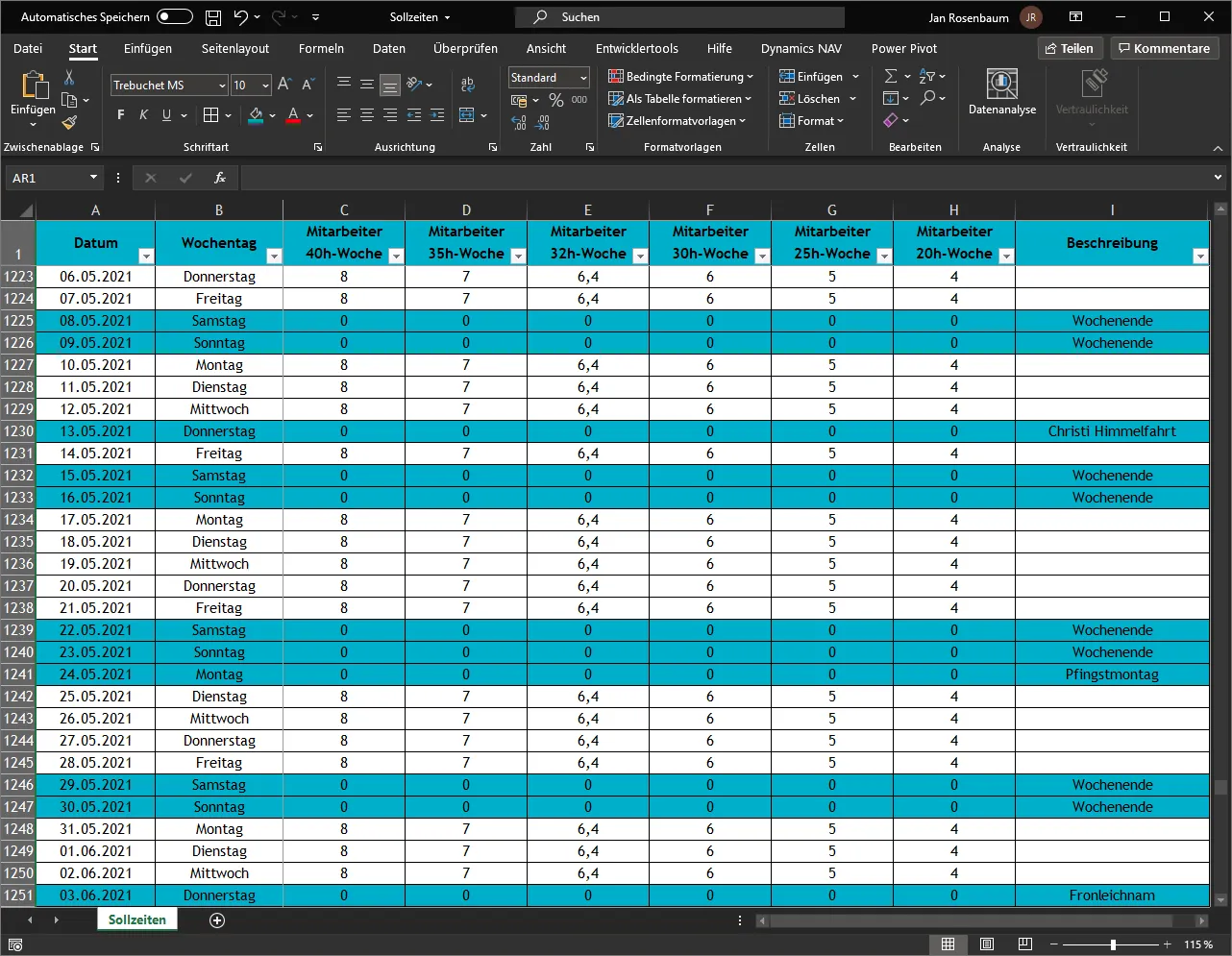 Power BI Rohdaten in Microsoft Excel