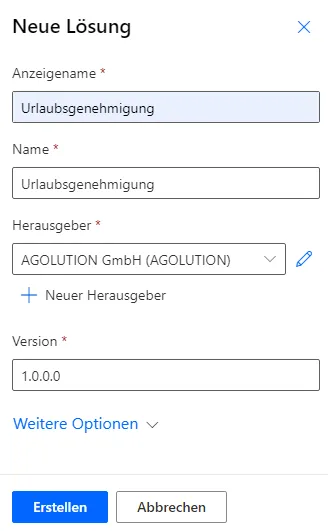 In Power Automate eine neue Loesung erstellen