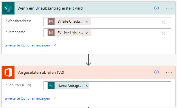 Trigger SharePoint-Aktion Vorgesetzten abrufen