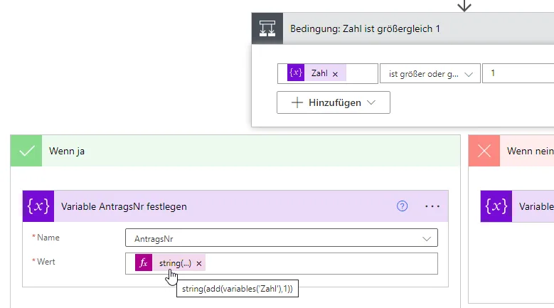 Umwandlung der Antragsnummer in Zeichenfolge