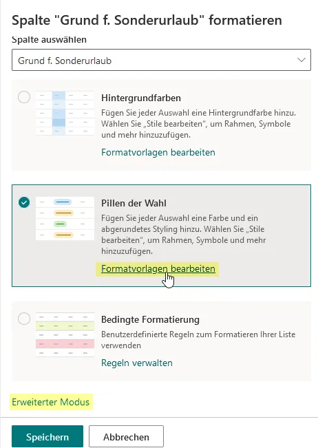 Öffnen Sie den &lsquo;Erweiterten Modus&rsquo;.