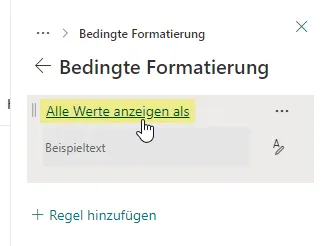 Öffnen Sie den Punkt &lsquo;Alle Werte anzeigen als&rsquo;.