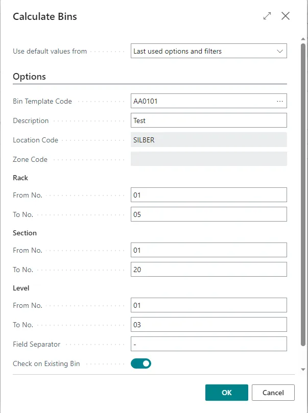 Calculate Bins Field Separator