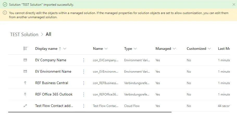 Import managed Solution protected Values