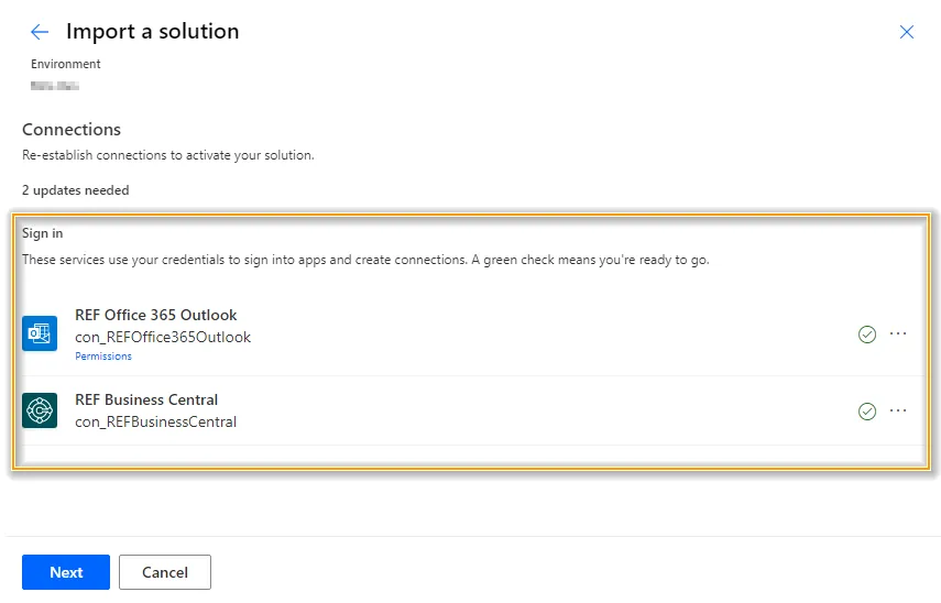 Solution Import Connection References