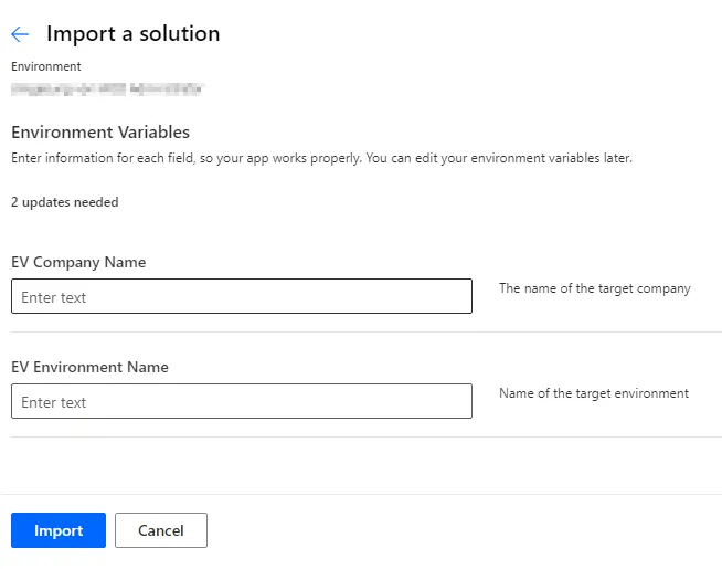 Import Solution set new Variable Values